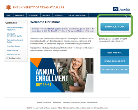 Enroll now button highlighted on righthand side of the page.