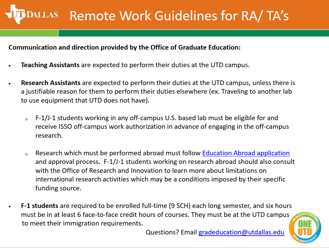 Remote Work Guidelines for RA/TA's form